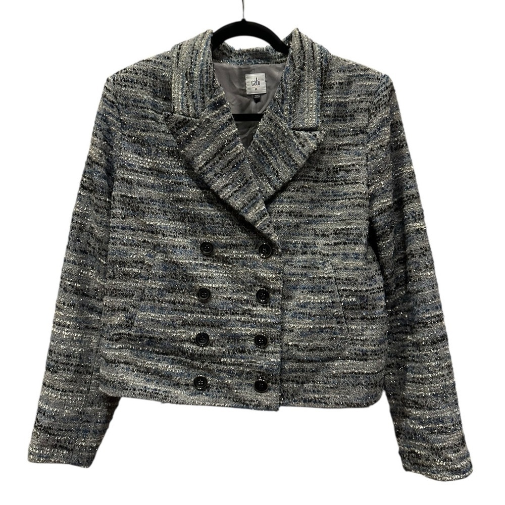 CAbi Women's Black and Gray Tweed Blazer size M